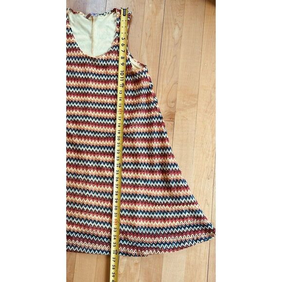 SJS Dress Women Plus Size 1X Chevron Multi Colored Crochet Sleeveless Midi ALine - Picture 8 of 9